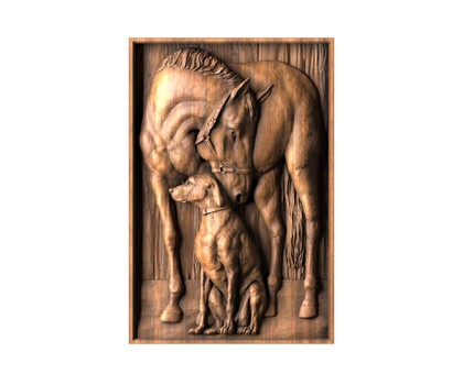 Panel Horse and dog, 3d models (stl)