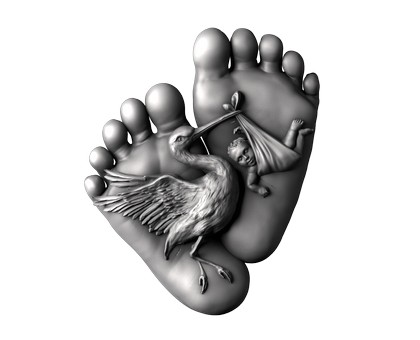 Panel Stork with a baby, 3d models (stl)