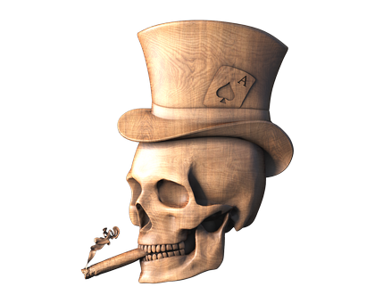 Skull With Cigar, 3d models (stl)