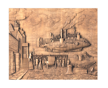 Panel with an airship, 3d models (stl)