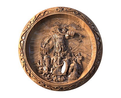 Warrior Initiation Ritual in a Round Frame, 3d models (stl)