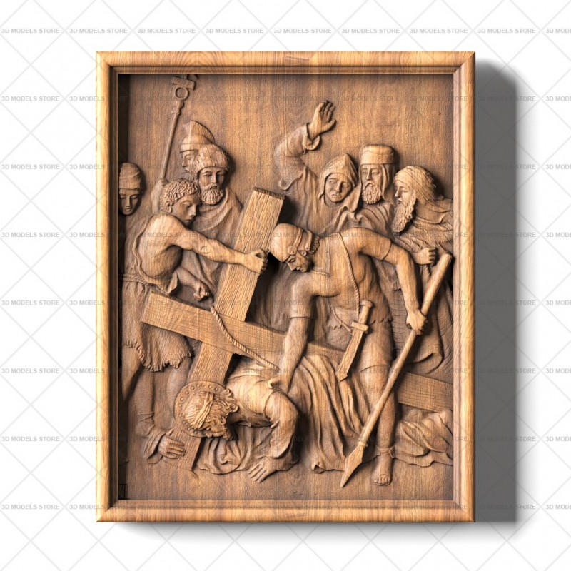Panel Jesus falls under the weight of the Cross, 3d models (stl)