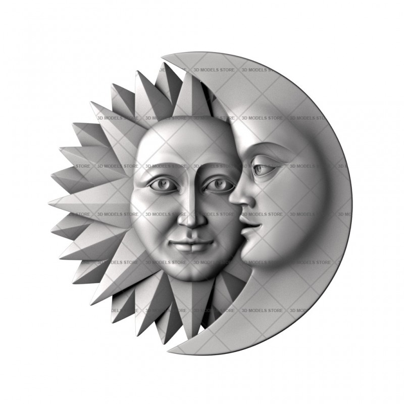Panel with sun and moon, 3d models (stl)