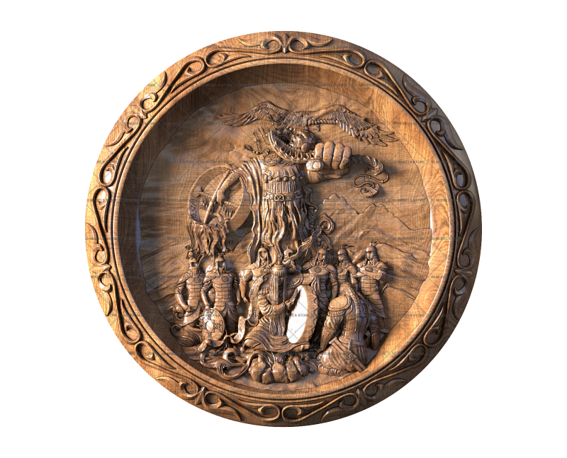 Warrior Initiation Ritual in a Round Frame, 3d models (stl)