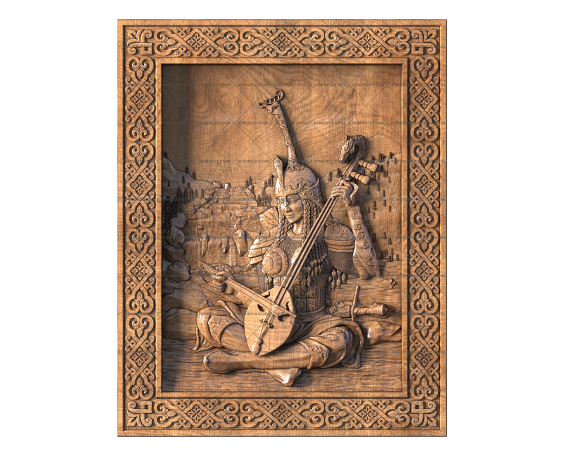 Khakas Woman with a Lute, 3d models (stl)