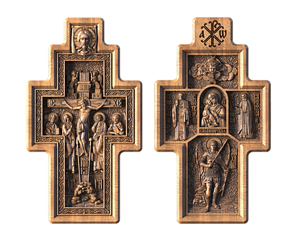 Crucifix with Attendant Saints (double-sided), 3d models (stl)