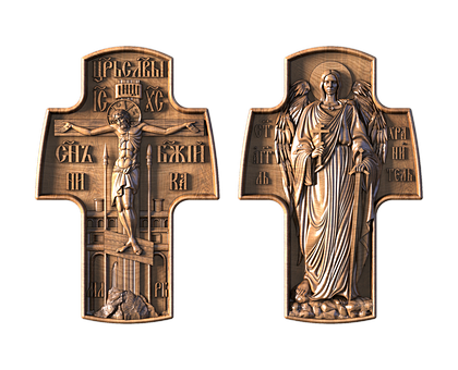 Crucifix with Guardian Angel (double-sided), 3d models (stl)