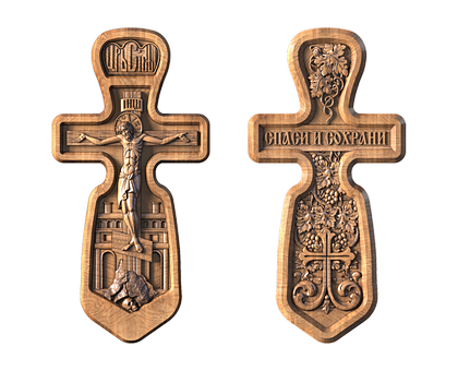 Crucifix with a grapevine (double-sided), 3d models (stl)