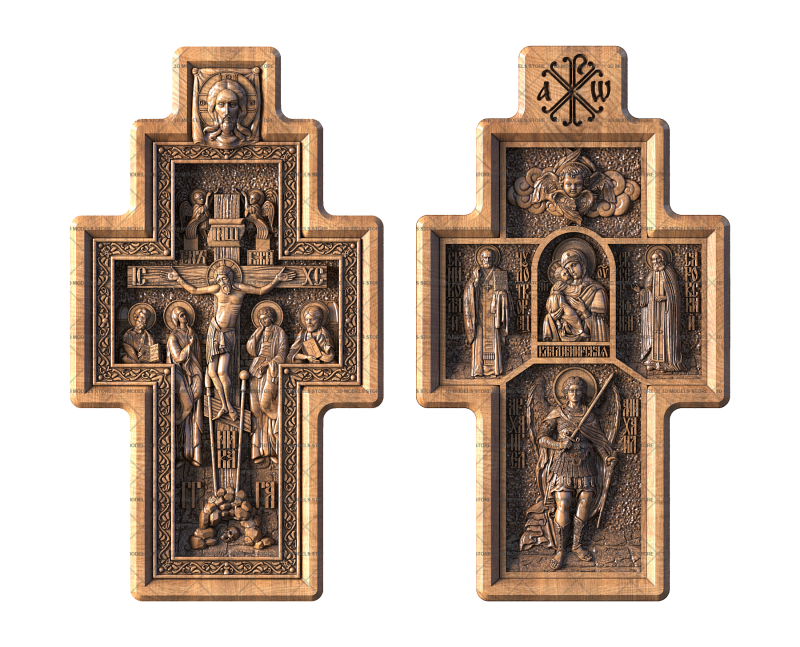 Crucifix with Attendant Saints (double-sided), 3d models (stl)