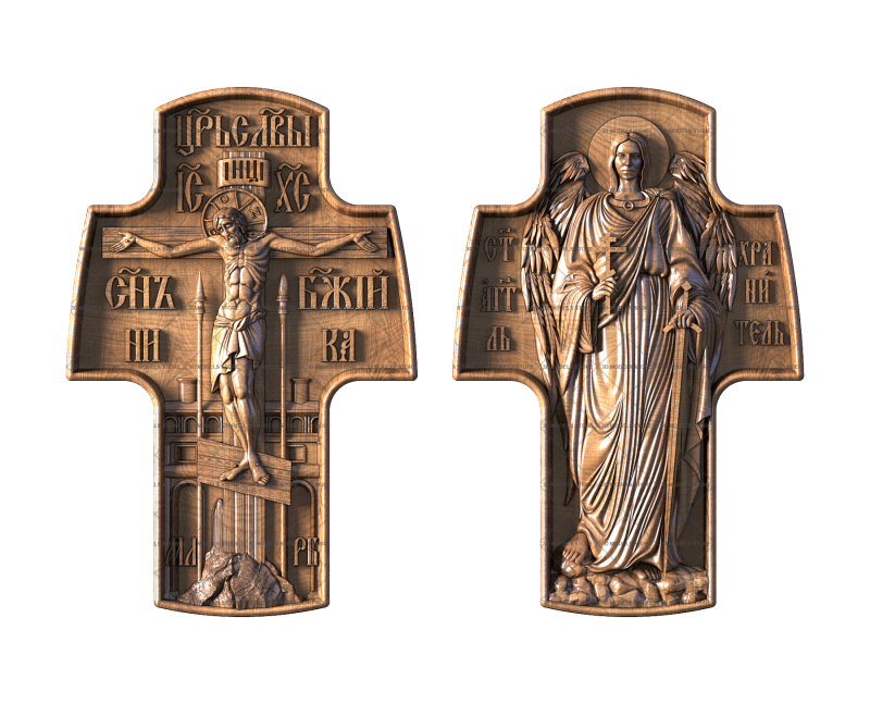 Crucifix with Guardian Angel (double-sided), 3d models (stl)