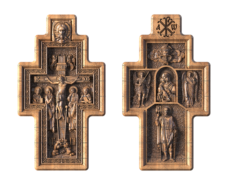 Crucifix with Attendant Saints (double-sided), 3d models (stl)