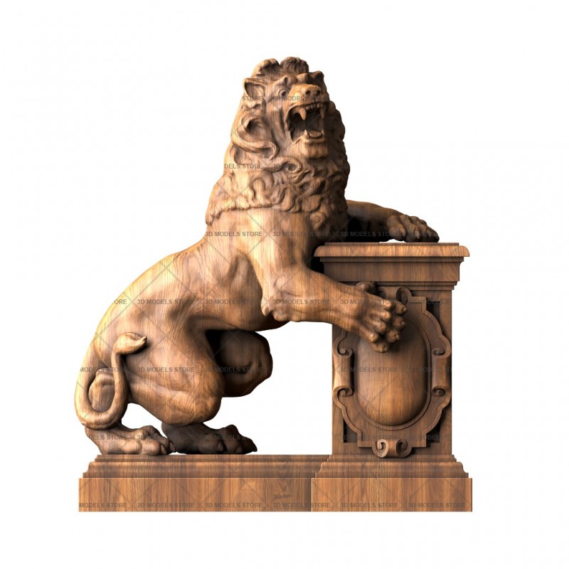 Sculpture with a lion, 3d models (stl)
