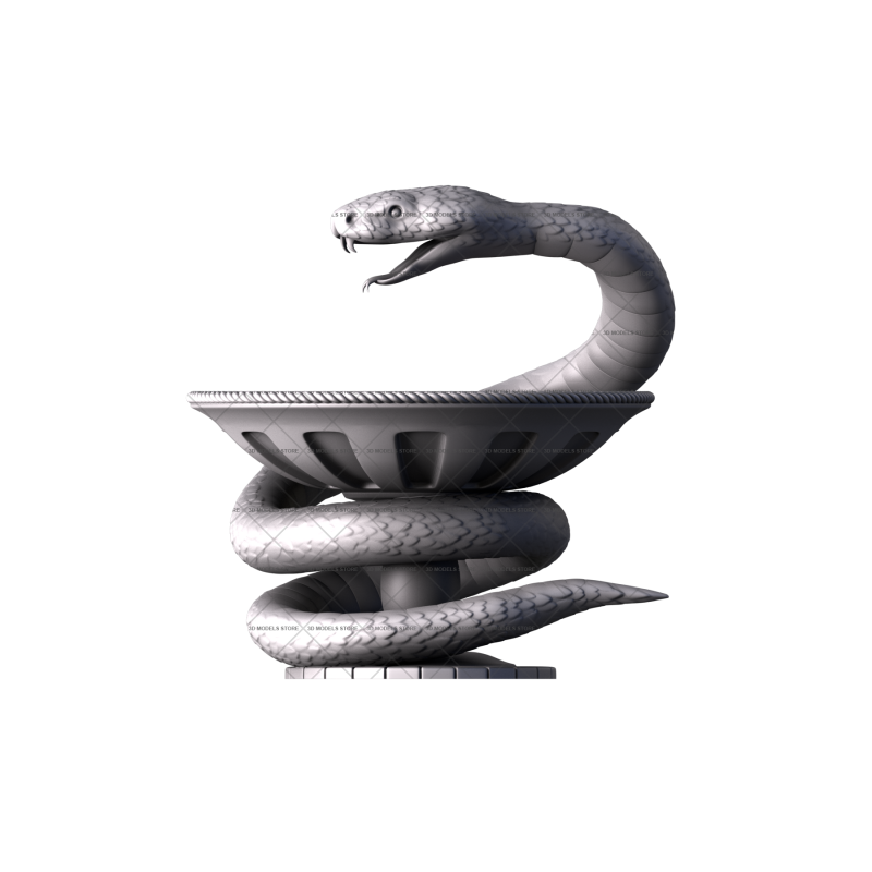 Sculpture of a snake and a bowl (medicine), 3d models (stl)