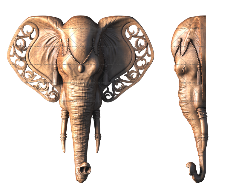 Elephant head, 3d models (stl)