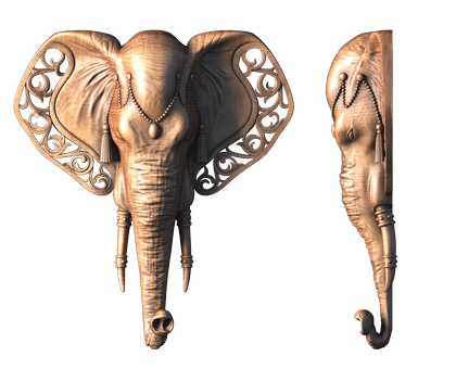 Elephant head, 3d models (stl)