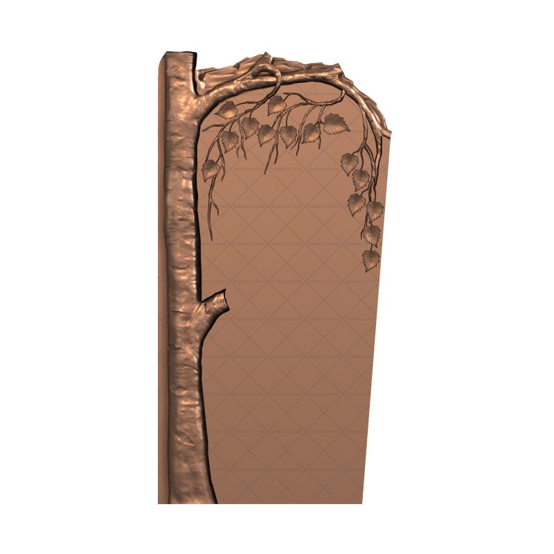 Tombstone with birch, 3d models (stl)