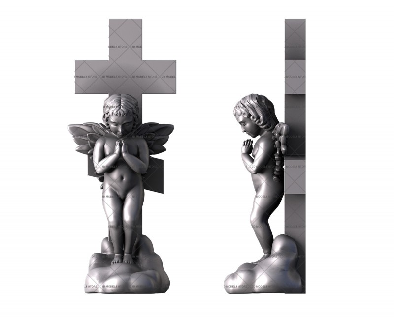 Monument to an angel with a crucifix, 3d models (stl)