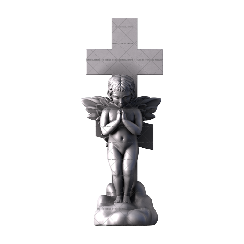 Monument to an angel with a crucifix, 3d models (stl)
