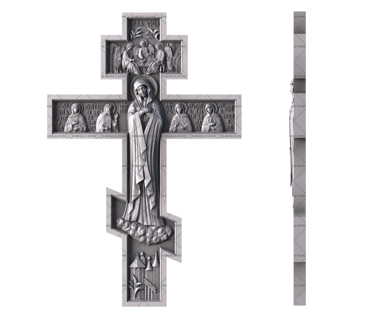 Monument Cross with Virgin, 3d models (stl)