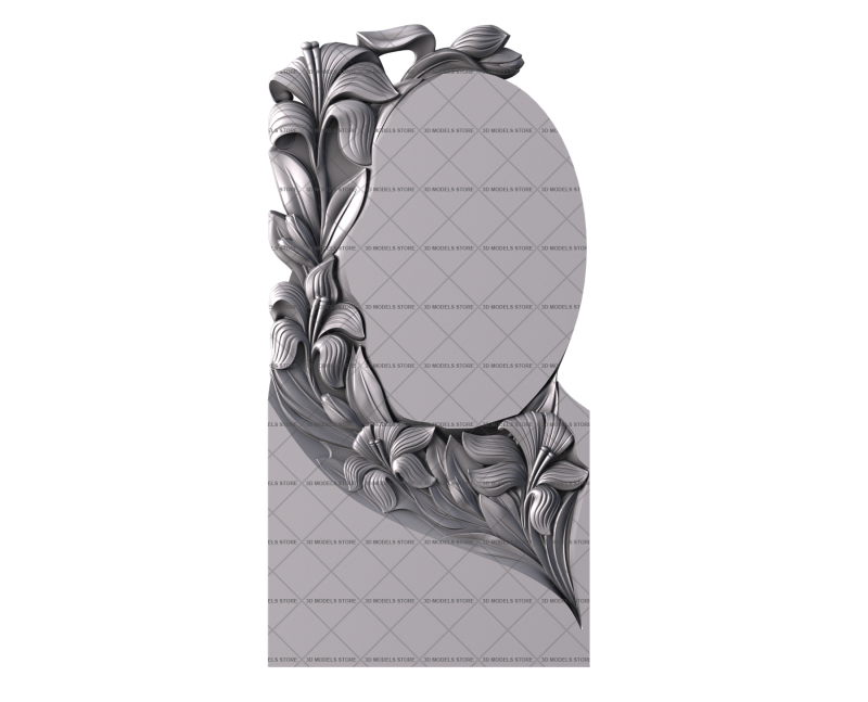 Gravestone with flowers, 3d models (stl)