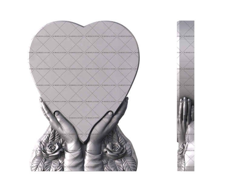 Monument tombstone in the shape of a heart, 3d models (stl)
