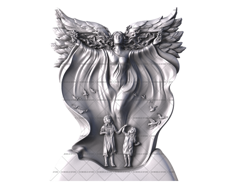 Monument with an angel, 3d models (stl)