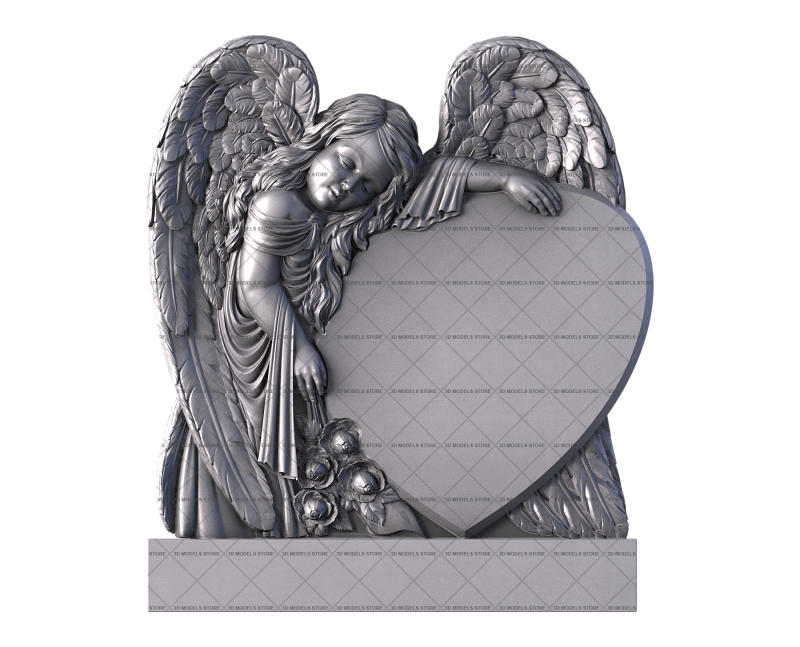 Monument with an angel, 3d models (stl)