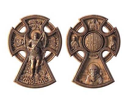 Design with Archangel Michael (double-sided), 3d models (stl)