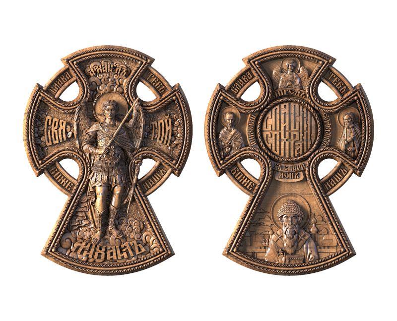 Design with Archangel Michael (double-sided), 3d models (stl)