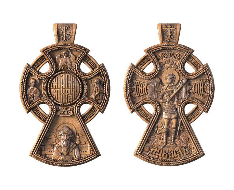 Design with Archangel Michael (double-sided), 3d models (stl)