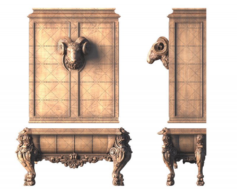 Rams Head Cabinet, 3d models (stl)