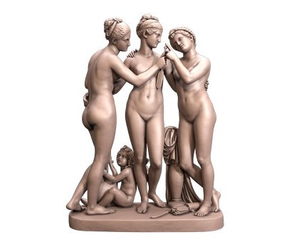 Graces with Cupids Arrow and Cupid with Lyre, 3d models (stl)
