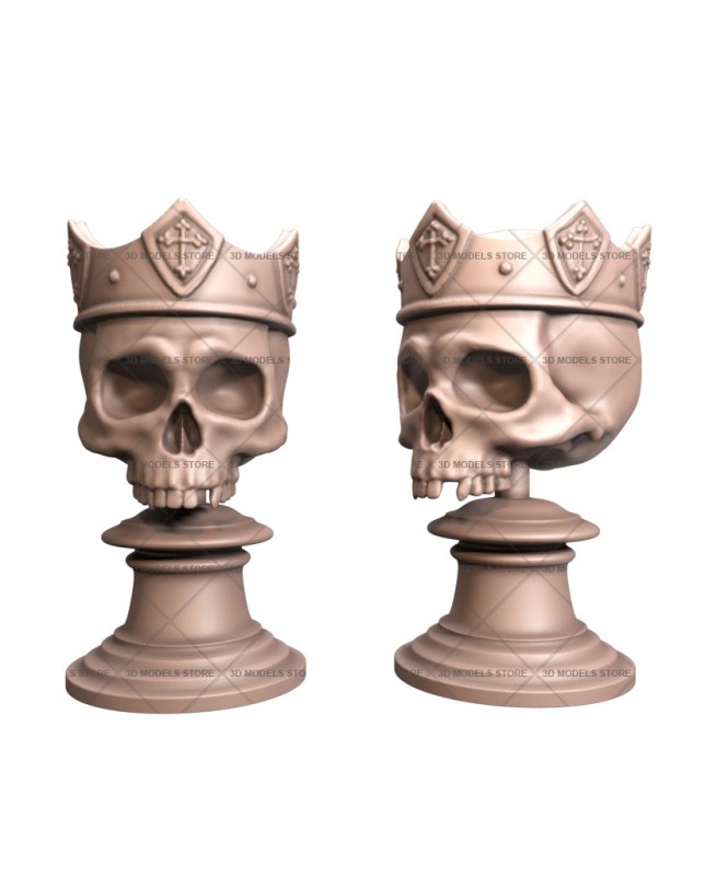 Skull with crown, 3d models (stl)