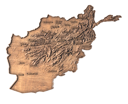 Geographic map of Afghanistan, 3d models (stl)