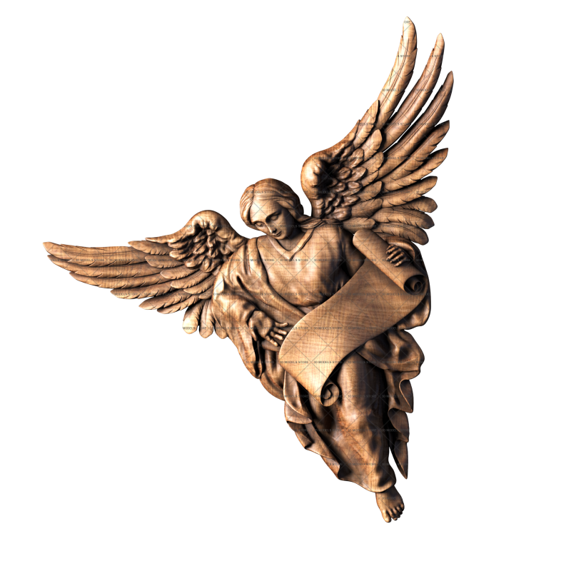 Angel with a scroll, 3d models (stl)