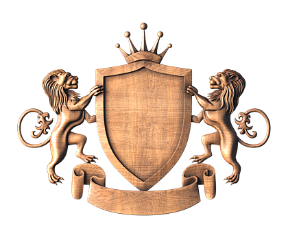 Coat of arms shield and lions, 3d models (stl)