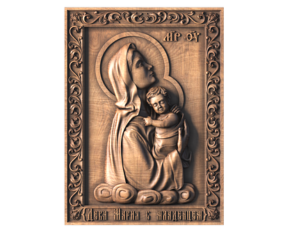 Icon of Virgin Mary with baby Jesus, 3d models (stl)