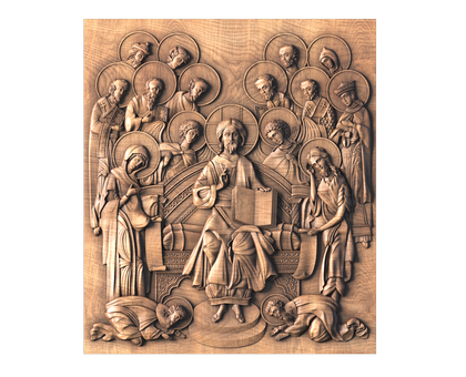 Icon The Savior on the throne with the upcoming Archangels Michael and Gabriel, Apostles Peter and Paul, Nikonor, Saints Timothy, Catherine and Xenia, 3d models (stl)