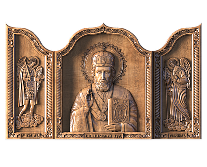 Nicholas the Wonderworker with archangels, 3d models (stl)