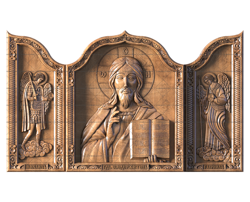 Triptych of the Almighty with archangels, 3d models (stl)