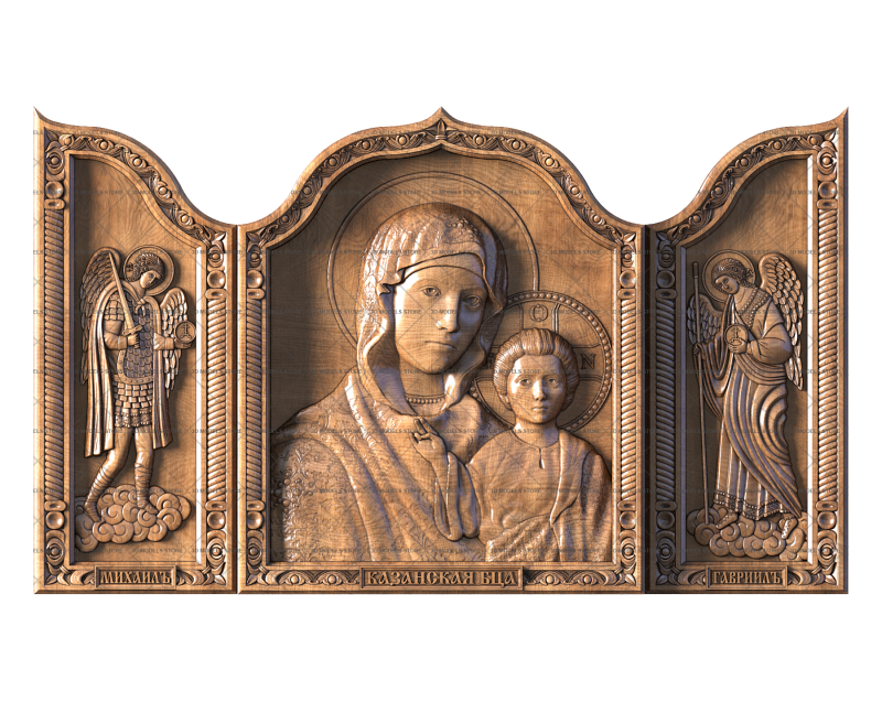 Kazan Mother of God with archangels, 3d models (stl)
