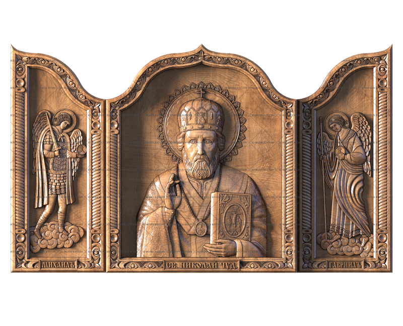 Nicholas the Wonderworker with archangels, 3d models (stl)