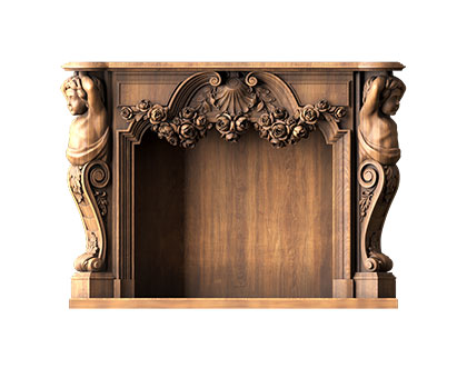 Fireplace with angels, 3d models (stl)