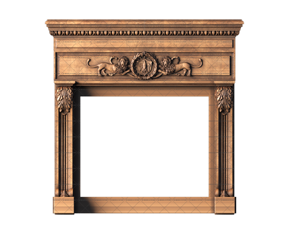 Fireplace with lions, 3d models (stl)