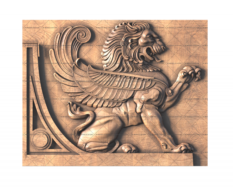 Corner decor with lion, 3d models (stl)