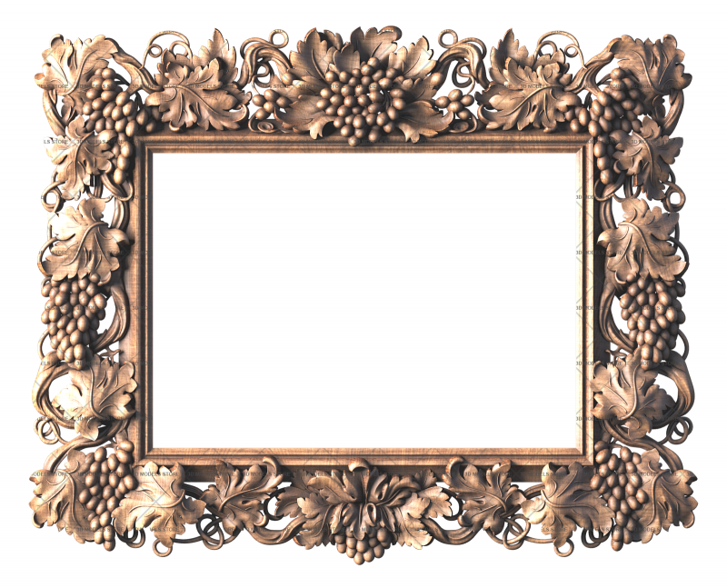 Rectangular frame with grape vine, 3d models (stl)