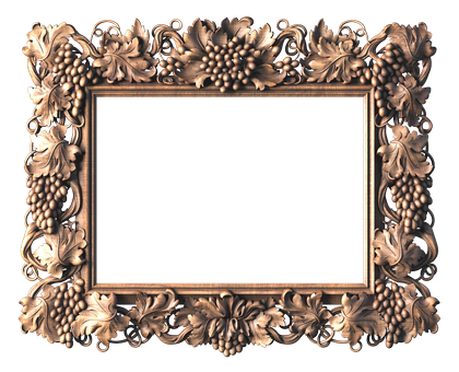 Rectangular frame with grape vine, 3d models (stl)