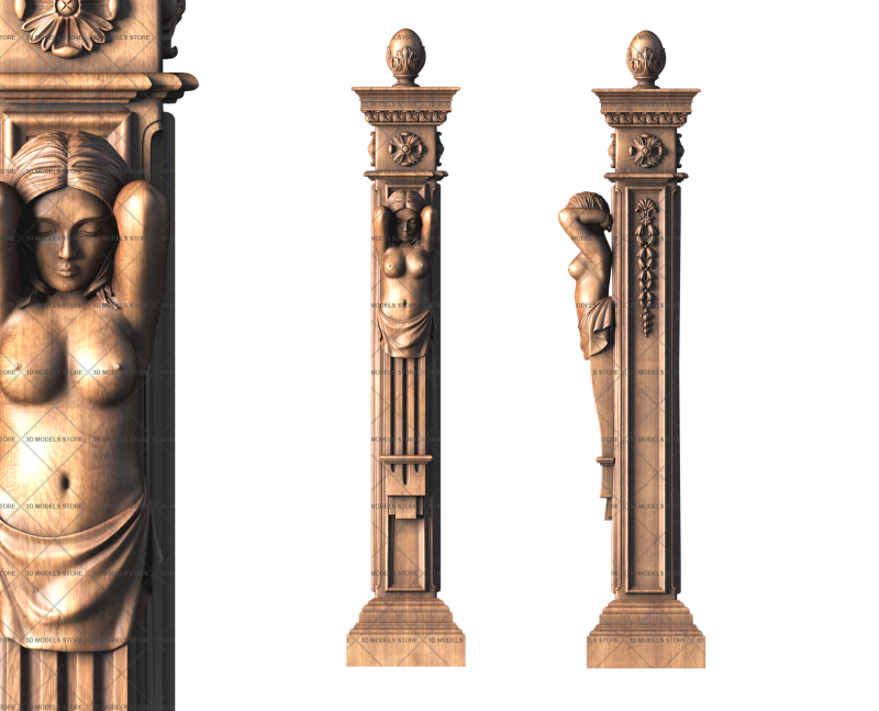 Sculpture of caryatid - column, 3d models (stl)