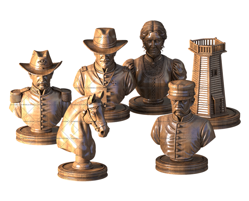 Chess The American Wild West, 3d models (stl)