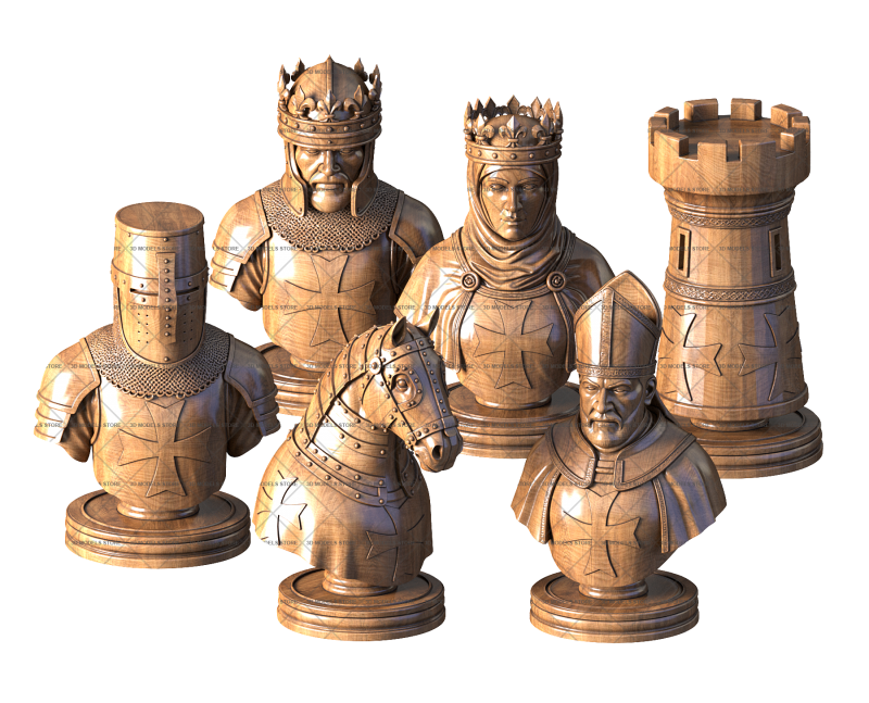 Chess set  Crusaders, 3d models (stl)